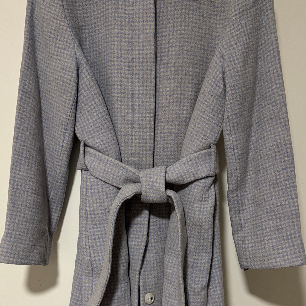 Gingham Light Blue Women's Coat